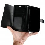 Wholesale Multi Pockets Folio Flip Leather Wallet Case with Strap for Samsung Galaxy S21 5G (Black)